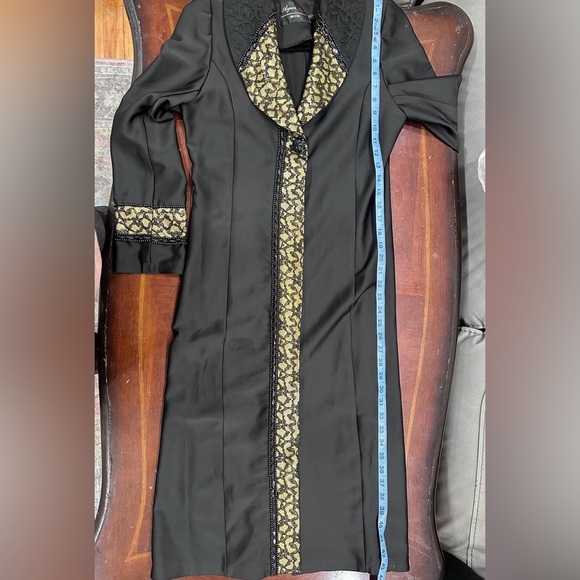 Midi embellished Dress Abaya with mesh lace beads details size S - Picture 7 of 9